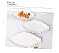 CIYODO Assiette Céramique Poisson Créative Bord Doré Plateau Service Polyvalent pour Dessert Sushi Fromage et Repas Quotidien