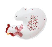 CIYODO Assiette Céramique Rouge à Motif Floral Poule Petite Plaque de Service pour Dessert Fruits et Collations pour Repas Maison et Restaurant