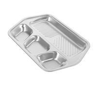 CIYODO Assiette INOX Compartiments Rectangulaire Résistante Corrosion pour Barbecue Coréen et Buffet Plate Divisée pour Sauces et Accompagnements Usage Extérieur et Quotidien