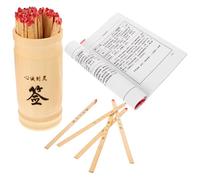 CIYODO Bâtonnets de Fortune Chinois en Bambou avec Pot Blanc et Livre, Kit de Divination Bouddhiste Vintage, 100 Bâtons de Divination pour Jeux Familiaux et Rituels au Temple