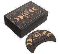 CIYODO Boîte à Cartes de Tarot en Bois avec Présentoir Intégré, Coffret de Rangement pour Cartes de Voyance, Accessoire de Divination Portable pour Jeu D’Oracle et Tarot, Espace Large