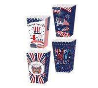 CIYODO Boîtes à Pop-corn Papier Patriotiques 4pcs Contenants Pour Fête 4 Juillet avec Structure Solide pour Décorations de Fête