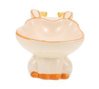 CIYODO Bol en céramique pour Animaux avec Ouverture Large et Base antidérapante, Bol incliné Protecteur pour Cou de Chats, Chiens et Petits rongeurs, Design Cartoon décoratif et