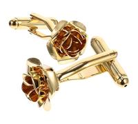 CIYODO Boutons de Manchette Rose en Alliage Cuivre Doré pour Chemise | Événements Formels, Finition Polie Brillante, Style Vintage Minimaliste, Marié et Témoin
