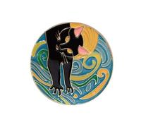 CIYODO Broche en Alliage Noir Léger Motif Chat Élégant, Épingle à Plastron en Guirlande pour Soirée et Tenue Quotidienne