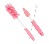 CIYODO Brosse à Biberon Rotative En Silicone Rouge Cerise Pour Bébé, Ensemble De Brosses à Bouteille Extra Longue, Nettoyage Pour Pailles Et Tasses, Manchon Flexible, Entretien Quotidien Facile