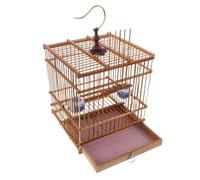 CIYODO Cage à Oiseaux Artisanale En Bambou Carbonisé Violet, Cage Rectangulaire Suspendue Avec Plateau Amovible, Habitat Naturel Pour Pinsons Et Chardonnerets, Usage Intérieur Et Balcon, Taille Petite