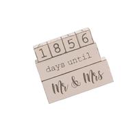 CIYODO Calendrier de Mariage en Bois 4X4X4 CM Calendrier du Compte à Rebours Artisanal DIY Décoration de Bureau Beige Chiffres en Blocs pour Organisation et Présent Romantique