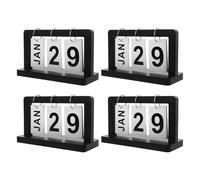 CIYODO Calendrier Perpétuel de Bureau en Bois à Rabat, Lot de 4 Pièces, Format Compact, Calendrier à Feuilleter Mensuel et Journalier, Décoration Rustique pour Espace de Travail