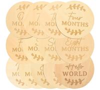 CIYODO Cartes Étapes en Bois pour Bébé 13 Pièces, Accessoires Photo Ronds Surface Lisse, comme Décorations pour Photos de Naissance