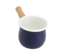 CIYODO Casserole à Lait En Émail 10 Cm Poignée Bois Isolante, Mini Marmite Antiadhésive Polyvalente, Compatible Induction Et Plaques Vitrocéramiques, Pour Réchauffer Lait, Beurre, Soupes Et Porridge