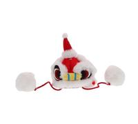 CIYODO Chapeau de Lion Danse Traditionnelle pour Animaux Accessoire Tête Rouge pour Chiens et Costume et Portable pour et Festivals S