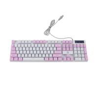 CIYODO Clavier Mécanique Filaire RGB Rétroéclairé 104 Touches Blanc Violet Double Couleur, Molette Multimédia, Clavier de Jeu Gamer pour PC Bureau et Ordinateur Portable