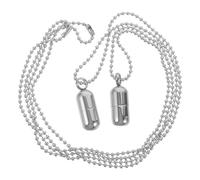 CIYODO Collier Pendentif Design Élégant et Minimaliste Flacon de Parfum en Acier Titane Argenté Rechargeable et Détachable Lot de 2 Pièces pour Bureau ou Soirées