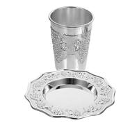 CIYODO Coupe De Kiddouch Plaquée Argent avec Soucoupe Coupe De Vin pour Shabbat Judaica Option De Cadeau De Pessah