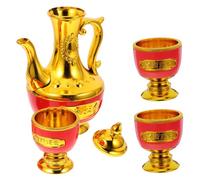 CIYODO Coupes et Théière Dorée Set de Mini pour Rituels Bouddhistes Chinois avec Tasses et Théière