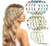 CIYODO Couronne de Fleurs Artificielle Boho Style pour Femmes, 7 Pièces en Tissu, Facile à Porter Enlever, pour Mariages et Fêtes Costumées
