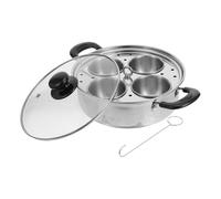 CIYODO Cuiseur Vapeur pour Œufs en Acier Inoxydable avec 4 Coupelles Amovibles Panier Vapeur Compact pour Œufs Durs et Pochés Cuisson Rapide pour Petit-Déjeuner et Préparation Repas