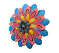 CIYODO Décoration Murale à Fleurs Rouges Art Mural Métallique pour Extérieur pour Cour Patio Facile à Installer