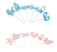 CIYODO Décorations de Gâteau pour Révélation du Genre 12 Pièces, Accessoires Party Gender Reveal, Mini Drapeaux Décoratifs pour Gâteau, Compatibles Fête Prénatale Garçon ou Fille