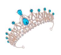 CIYODO Diadème Couronne pour Garçon et Filles en Métal et Strass Bleu Ciel, Accessoire Coiffure Léger pour Anniversaire Fille, Tiare D'anniversaire Élégante Photos et Fêtes