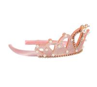 CIYODO Diadème pour Filles en Perles et Strass Serrage-Tête Couronne Princesse Rose Pâle Accessoire Coiffure pour Anniversaire et Spectacles Bandeau Léger et Confortable