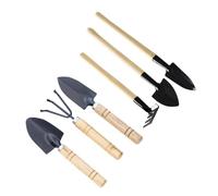 CIYODO Ensemble 6 Pièces Outils de Jardinage Manches Fins et Épais, Pelles à Creuser et Râteaux en Bois et Métal, Petite Truelle Portable pour Jardinage Maison et Extérieur, Kit Compact