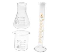 CIYODO Ensemble Verrerie Chimie 3 PièCes Flacon Conique BéCher ÉProuvette GraduéE Transparent 5.31X1.38 Pouces MatéRiel De Chimie Pour Stockage Et Recherche Scientifique