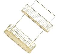 CIYODO Étagère Murale Double en Fer Doré Porte-Bouteilles d'Assaisonnement Adhésif Rangement la Cuisine et Salle de Bain sans Perçage Organisateur Mural Pratique pour Épices et