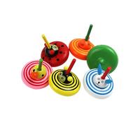 CIYODO Gyroscope en Bois Coloré Lot de 6 Peinture à l'eau Non Irritante, Mini Taille, Rotatif pour Garçon et Filles, Activité Manuelle et Développement Cognitif Style Aléatoire