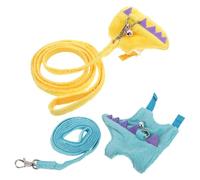 CIYODO Harnais et Laisse pour Petits Animaux avec Design Dinosaure en Peluche Courte, Confortable sans Pression, Réglable avec Clochette pour Promenades en Parc Communauté, Lot de 2