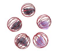 CIYODO Jouet pour Chat Interactif 5pcs Balle en Peluche Souris en Cage Couleur Aléatoire Fournitures pour Chat Jouet pour Chaton Stimulation Et Jeu