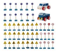 CIYODO Jouets en Bois Panneaux de Signalisation pour Garçon et Filles, Miniatures, Éducatifs, Taille Compacte, Sécurité Routière Précoce, Jeu Cognitif D’Apprentissage, pour Éveil