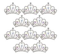 CIYODO Lot de 10 Mini Tiares Couronne en Alliage de Zinc Strass Argentés, Breloques à Dos Plat pour Bijoux DIY et Accessoires Cheveux Élégants pour Femmes