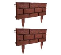 CIYODO Lot de 2 Bordures de Jardin en Plastique Résistantes aux Intempéries Effet Fausse Pierre Couleur Brique Rouge Petite Clôture Décorative pour Massifs Patios et Allées