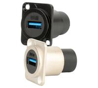 CIYODO Lot de 2 Connecteurs USB 3.0 Encastrés pour Panneau, Prise USB Femelle Droite, Raccord D-Type Passage Direct, Finition Noire et Argentée, Adaptation Fiable pour Extension