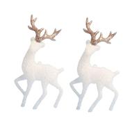 CIYODO Lot de 2 Décorations de Gâteau de Noël de Cerf, Miniatures Artisanales en Cristal Transparent, Pendentifs pour Fêtes et Décorations de Table Festive