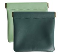 CIYODO Lot de 2 Mini Pochettes de Rangement pour Écouteurs en Cuir PU, Porte-Monnaie Pratique et Compact, Format Mini, Couleurs Vert Clair et Vert Foncé, pour Bureau, Voyage et Usage