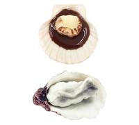 CIYODO Lot de 2 Modèles Réalistes D'huîtres et Coquilles Saint en PVC Solide, Couleurs Vives, Jouets pour Garçon et Filles et Décoration Vitrines, Accessoires de Jeu Cuisine et