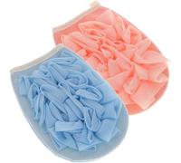 CIYODO Lot de 2 Moufles Exfoliants Bain en Rayonne Grosse Taille Double Face Couleurs Bleu et Rose Moufles de Toilette pour Corps Nettoyage pour Peau Sensible Usage Maison et Hôtel