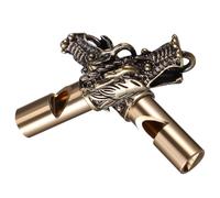 CIYODO Lot de 2 Porte-Clés Sifflets en Laiton Forme Tête de Dragon Sifflet de Randonnée Portable de Survie Extérieur Accessoire Sécurité pour Camping et Activités Plein Air