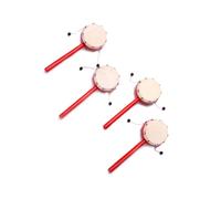 CIYODO Lot de 2 Tambours Hochets Traditionnels pour Bébé, Tambour à Secouer en Peau de Mouton 7 Cm Manche en Bois Rouge, Musical Éducatif pour Développer Coordination et Audition
