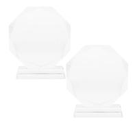 CIYODO Lot de 2 Trophées en Cristal 100 Mm, Plaque de Récompense en Verre Vierge Gravée Personnalisable, Prix de Reconnaissance Élégant pour Bureau et Remise de Médailles