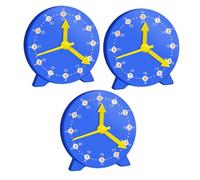 CIYODO Lot de 3 Modèles D'horloges Pédagogiques 10 Cm en Plastique Bleu Profond Aiguilles Mobiles, Secondes Amovibles, pour Apprentissage du Temps à L'école Primaire, Jouets D'éveil