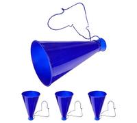CIYODO Lot de 4 Mini Mégaphones Haut-Parleur en Plastique Bleu, Jouets à Corne Portables pour Supporters, pour Matchs de Football, Fêtes et Animations Sportives