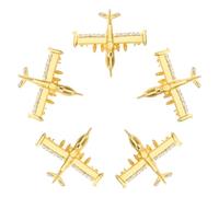 CIYODO Lot de 5 Broches Élégantes Avion en Métal Doré avec Cristaux, Épingles de Revers pour Manteau, Accessoires de Mode pour Fêtes et Événements Professionnels