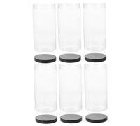 CIYODO Lot De 6 Bocaux De Rangement Transparents Pet 100x200 Mm Avec Couvercle Hermétique En Plastique, Boîtes Empilables Cuisine, Conservation Aliments Secs Et Grains De Café