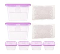 CIYODO Lot de 6 Boîtes Absorbeuses D'humidité Réutilisables en Plastique avec Recharge, Déshumidificateurs pour Armoire à Vêtements, Remplissage Facile Maison