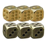 CIYODO Lot de 6 Dés Vintage en Cuivre Rétro Décoration de Dés pour Jeux de Table et Soirées en Club Adaptés aux Bars et Fêtes
