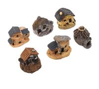 CIYODO Lot de 6 Maisons Miniatures en Résine pour Décoration Rustique de Jardin et Rebords de Fenêtres, Créativité DIY sans Entretien, Style Campagne